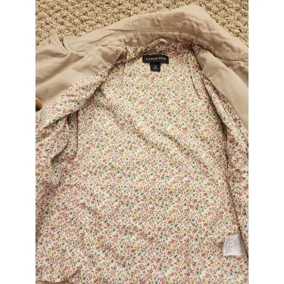 Lands' End Girl's Medium Khaki Lined Jacket Size M 5-6 100% Cotton - Picture 3 of 5